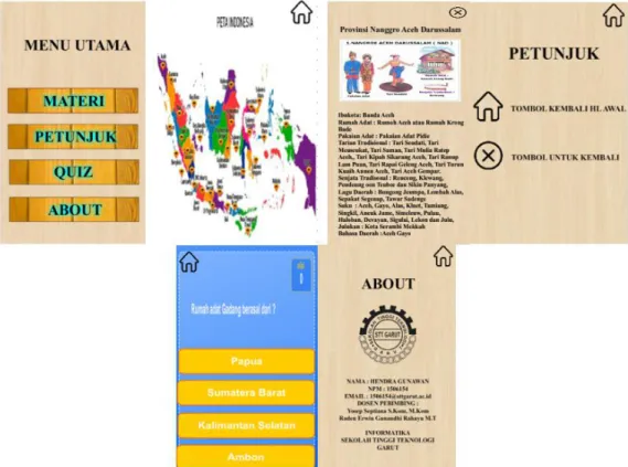 Gambar 6. Bentuk aplikasi pengenalan ragam budaya Indonesia 7. Testing (Pengujian)