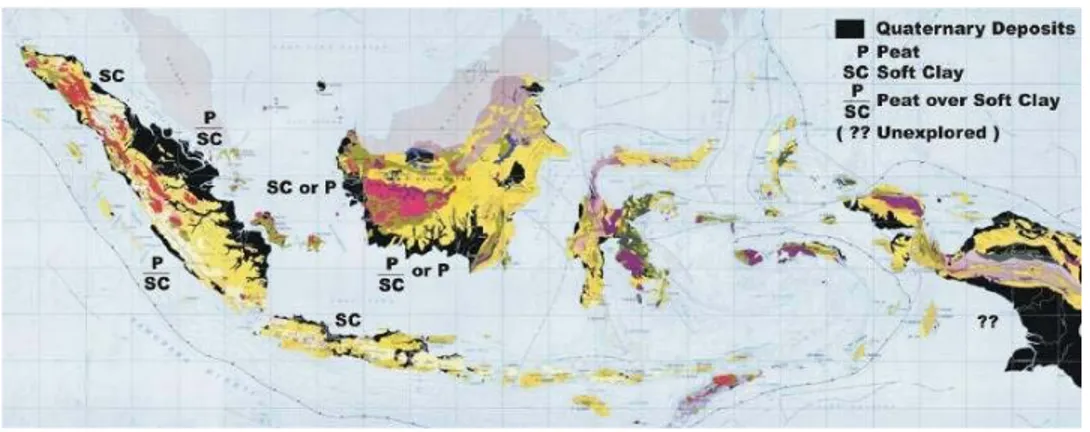 Gambar 2.1  Peta Penyebaran Tanah Lunak di Indonesia 
