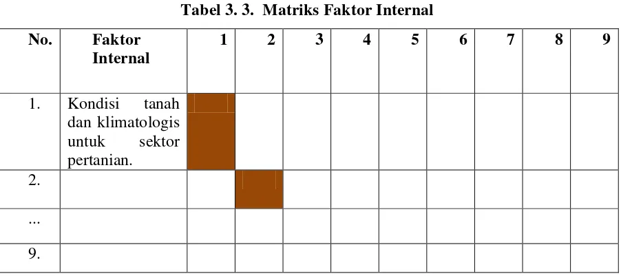 Tabel 3. 3.  Matriks Faktor Internal 