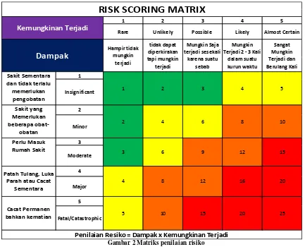 Gambar 2 Matriks penilaian risiko Sumber : NHS National Patient Safety Agency (2008) 