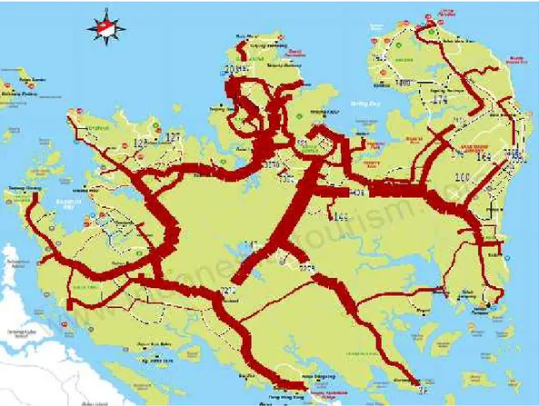 Gambar 3.16 Pembebanan Jaringan Jalan di Pulau Batam Tahun 2015 Dari uraian diatas maka karakteristik lalulintas di Kota Batam sebagai berikut: