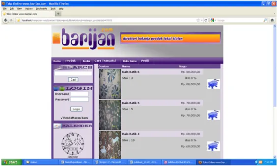 Gambar 4.1 Tampilan Utama Halaman Website www.barijan.com 