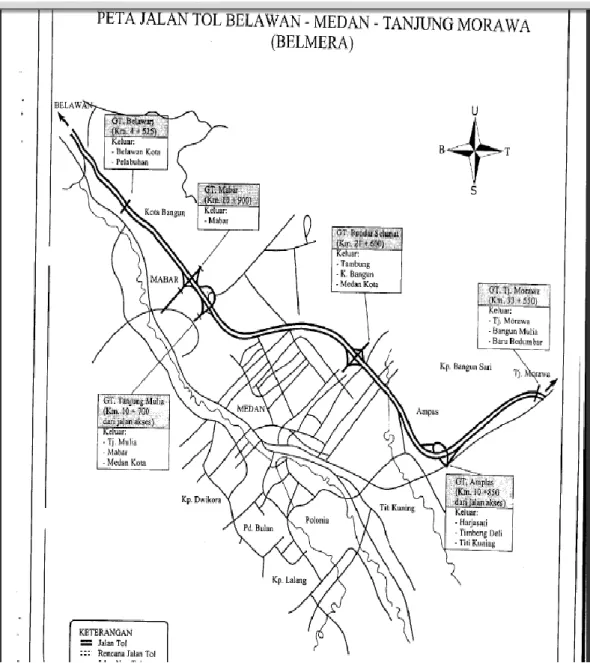 Gambar 2.6 Peta jalan tol Belawan – Medan – Tanjung Morawa 