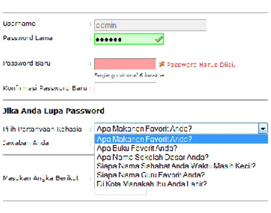 Gambar 4.19 Tampilan Halaman Ubah  Password Admin 