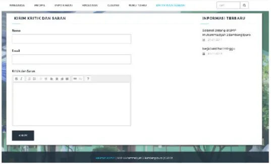 Gambar 3.19. Tampilan Menu Kritik Dan Saran 