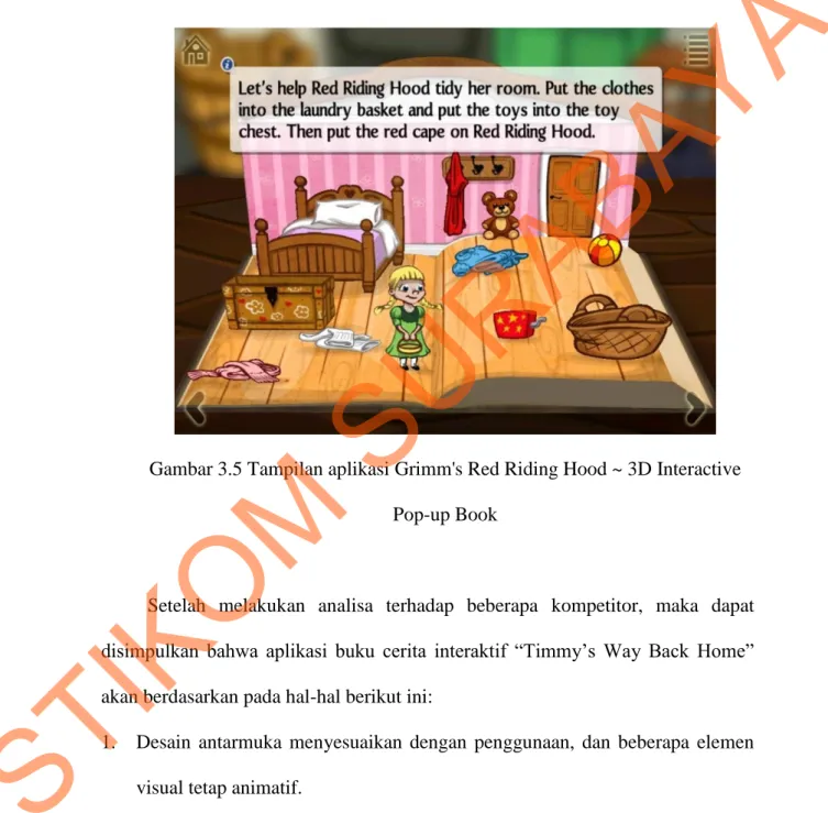 Gambar 3.5 Tampilan aplikasi Grimm's Red Riding Hood ~ 3D Interactive  Pop-up Book 