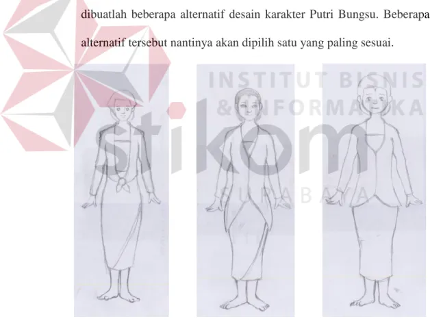 Gambar 3.7 Alternatif Desain Karakter Putri Bungsu 
