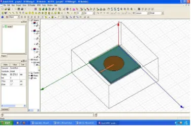 Gambar 3.3 Model antena mikrostrip patch circular elemen tunggal 