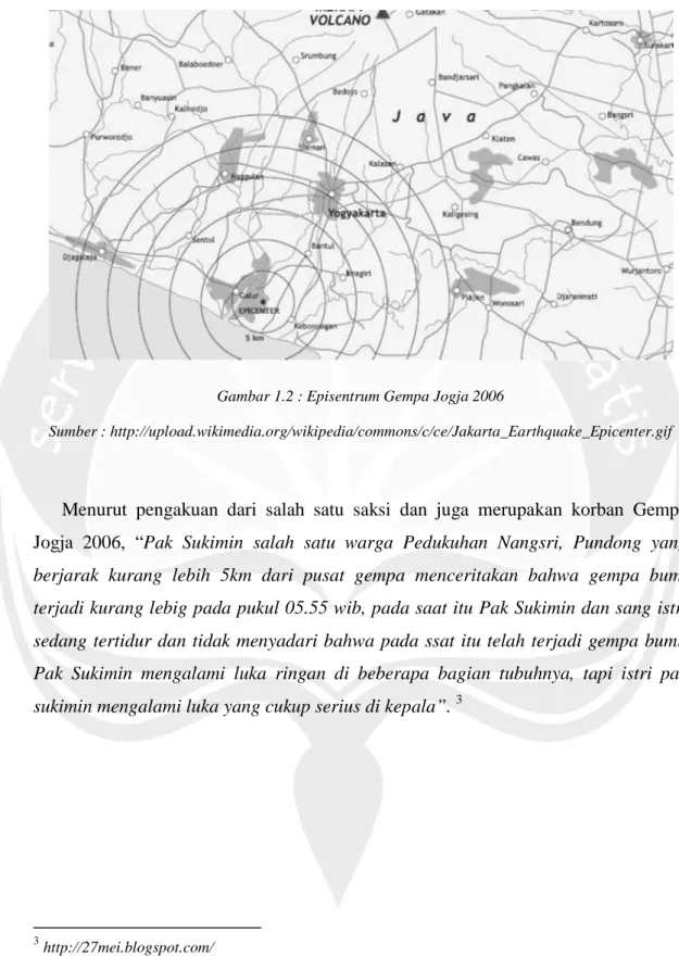 Gambar 1.2 : Episentrum Gempa Jogja 2006