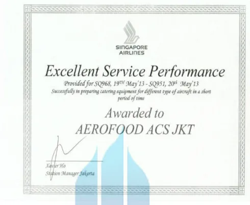 Gambar 4.2.5 Excellence Service Perfomance. Singapore Airlines.2013 