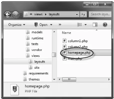 Gambar 2.4 File index.html di protected/views/layout diubah jadi homepage.php