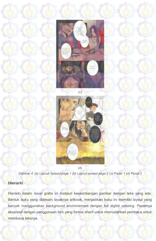 Gambar 4: (a) Layout Spread page 1 (b) Layout spread page 2 (c) Panel 1 (d) Panel 2 