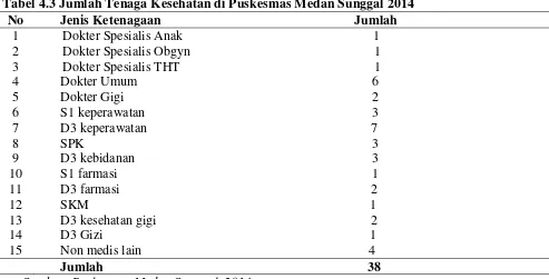 Tabel 4.3 Jumlah Tenaga Kesehatan di Puskesmas Medan Sunggal 2014 