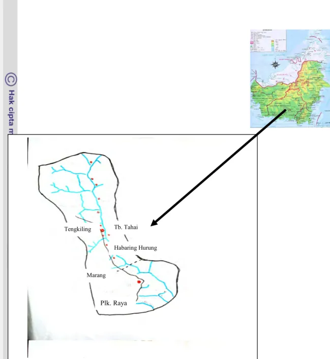 Gambar 1  Peta daerah penelitian di Kelurahan Tumbang Tahai Kecamatan Bukit Batu 