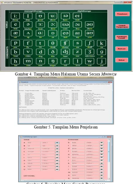 Gambar 4. Tampilan Menu Halaman Utama Secara Minimize 