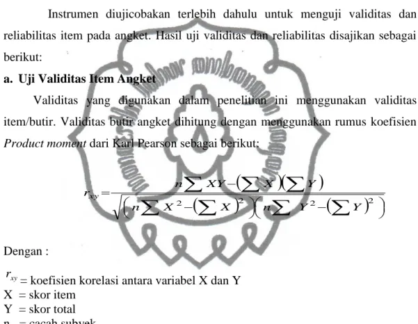 Tabel 4 Rangkuman Uji Validitas Hasil Tes Try Out 