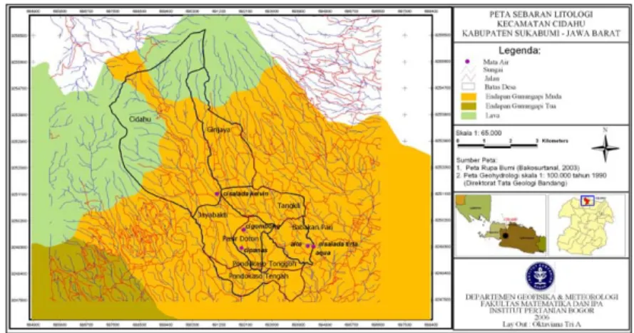 Gambar 6. Peta sebaran litologi  Kecamatan Cidahu  Berdasarkan letaknya, gunung ini 
