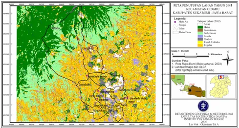 Gambar 10. Peta penutupan lahan Kecamatan Cidahu tahun 2001  Bagian bawah kawasan hutan 