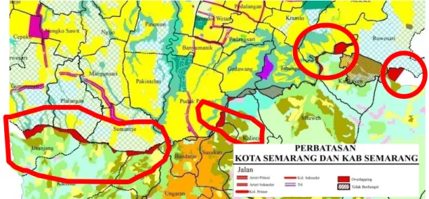Gambar 3. Hasil Overlay Pola Ruang Kota Semarang dan Kabupaten Semarang   (Sumber: Analisis Penyusun, 2015) 