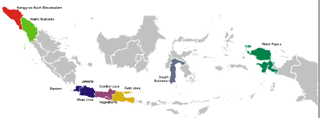 Gambar 1. Provinsi Mitra DBE1 di Indonesia 