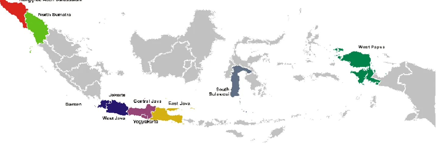 Gambar 1. Provinsi Mitra DBE1 di Indonesia