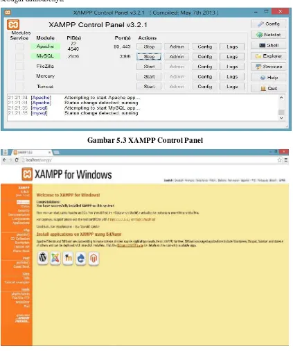 Gambar 5.3 XAMPP Control Panel 