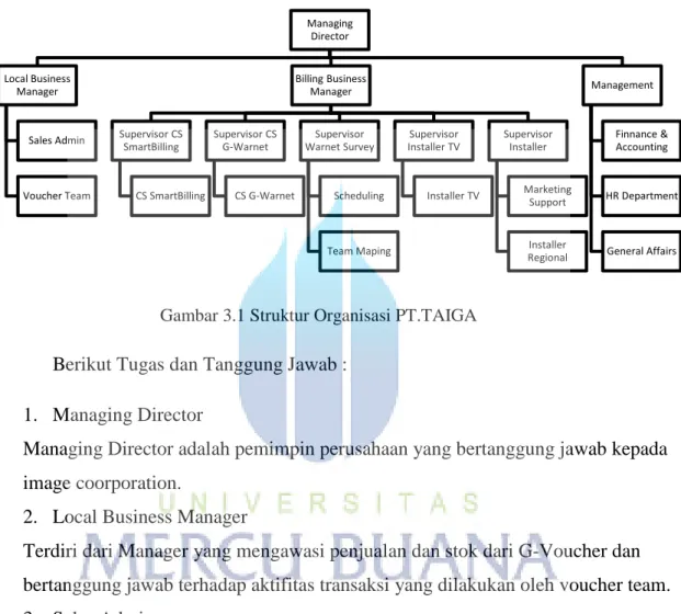 Gambar 3.1 Struktur Organisasi PT.TAIGA 