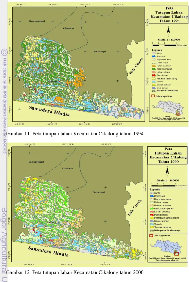 Gambar 12  Peta tutupan lahan Kecamatan Cikalong tahun 2000 
