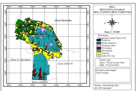 Tabel 2.  Penggunaan  Lahan  Tahun  1990  dan  2011  serta  Perubahan Penggunaan Lahan di Desa Tanjung Rejo