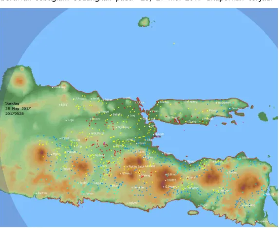 Gambar 1. Citra radar tanggal 28 Mei 2017  (Sumber : Stasiun Meteorologi Juanda Surabaya) 