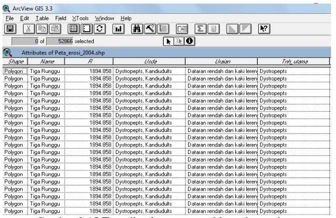 Gambar 2.15 Tampilan komponen table pada arcview 