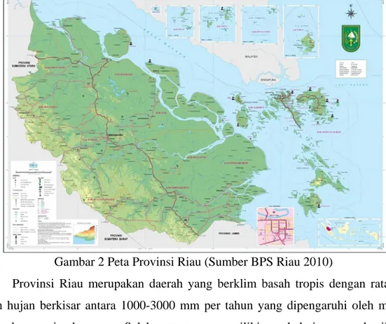 Gambar 2 Peta Provinsi Riau (Sumber BPS Riau 2010) 