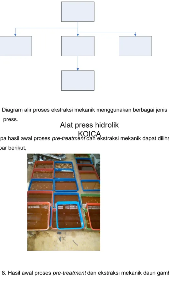 Gambar 7. Diagram alir proses ekstraksi mekanik menggunakan berbagai jenis alat  press