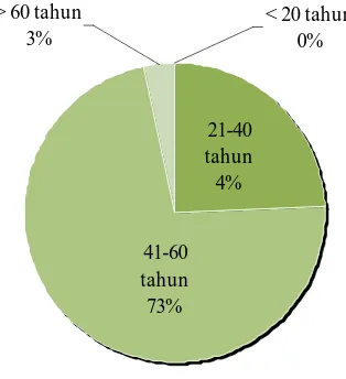 Gambar 4.  Frekuensi usia para pekerja sistem budidaya tebu 