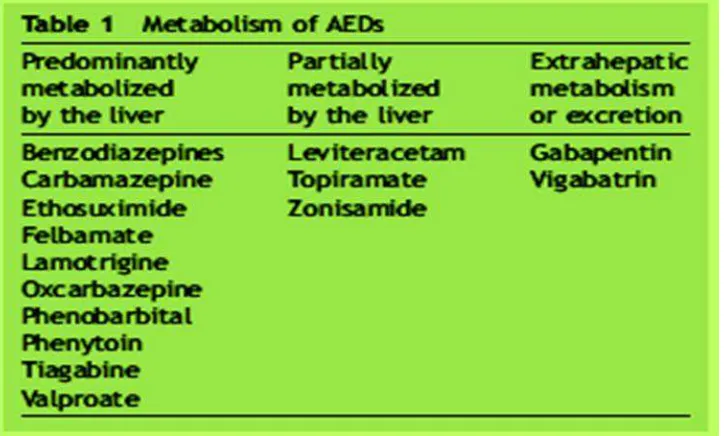 Tabel 5. Metabolisme dari obat anti epilepsi 