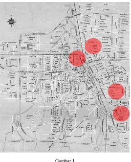 Gambar 1 Peta Wilayah Kota Medan dan Persebaran Perantauan Minangkabau 