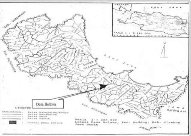 Gambar 1. Lokasi Penelitian di Desa Belawa (Kusdinar, 1995) 