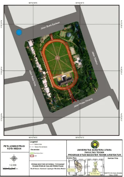 Gambar 4.3  Peta Administrasi Lapangan Merdeka Sumber: Bappeda Kota Medan,2008 