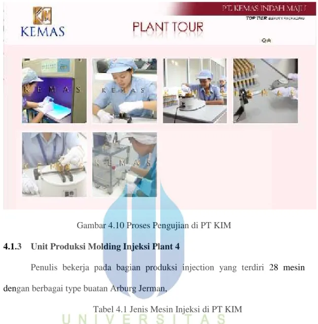 Gambar 4.10 Proses Pengujian di PT KIM 4.1.3 Unit Produksi Molding Injeksi Plant 4