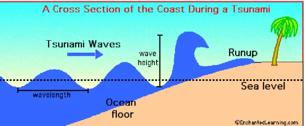Gambar 2.1 Tsunami saat Menerjang Daratan[12] 