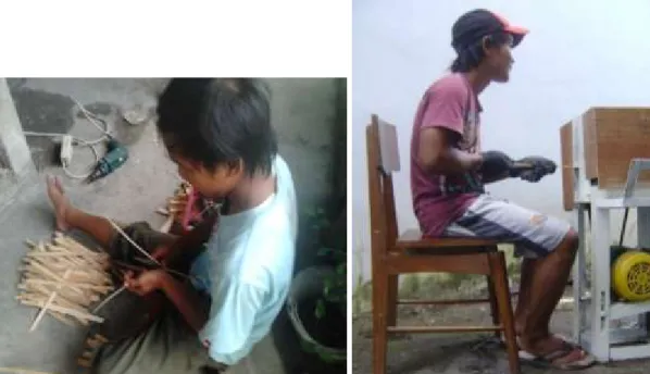Gambar 5. Posisi operator sebelum perancangan dan sesudah perancangan 