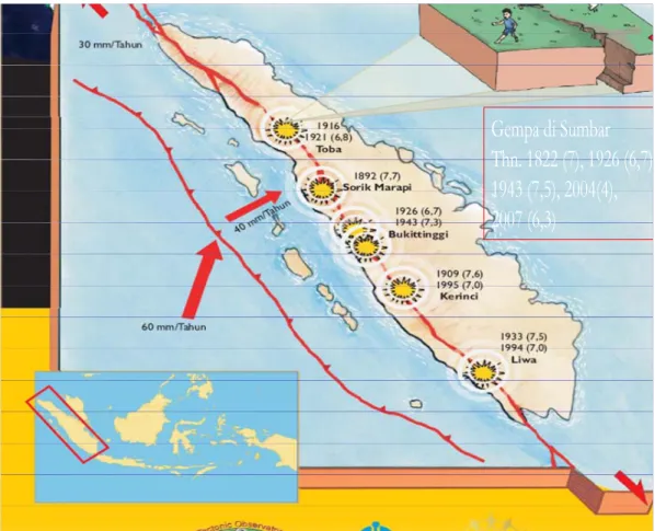 Gambar 2. Kejadian Gempa di Sumatera                          Sumber: Puslit Geoteknologi