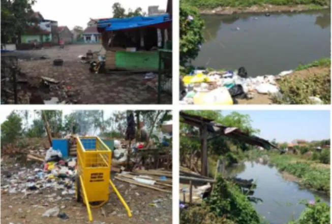Gambar 3. Kondisi lingkungan dan sungai di Kampung Cijagra Bojongsoang Kab.