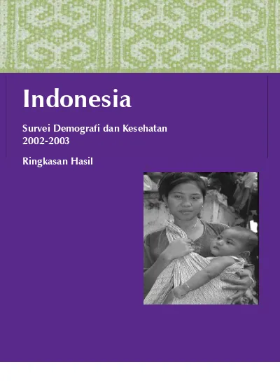 Indonesia. Survei Demografi Dan Kesehatan Ringkasan Hasil