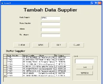 Gambar 5.9 Tampilan Form Menu Tambah data supplier 