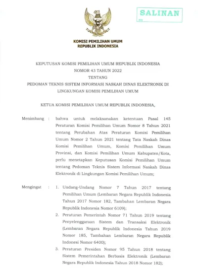 Peraturan Komisi Pemilihan Umum Nomor 2 Tahun MEMUTUSKAN: