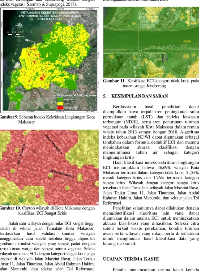 Gambar 10. Contoh wilayah di Kota Makassar dengan  klasifikasi ECI Sangat Kritis 