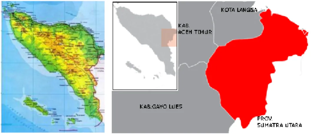 Gambar I. Peta Propinsi Nagro Aceh Darusalam dan Kabupaten Aceh             Tamiang 