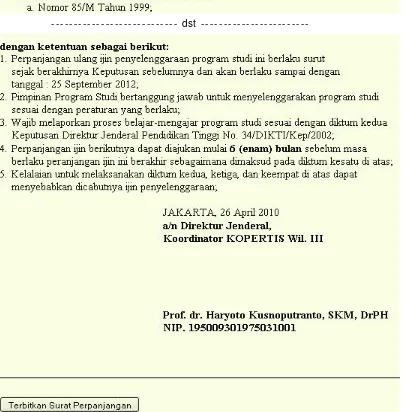 Gambar 7. Contoh tam pidi Kopertis Wipilan preview surat perpanjangan progrWilayah III Jakartagram studi yang siap untuk dicetak