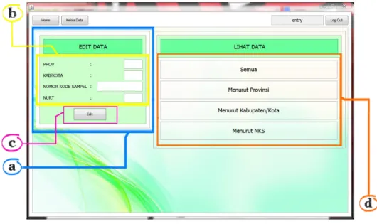 Gambar 17. Tampilan aplikasi pada fungsi Kelola Data  (a) Tampilan pengenalan rumah tangga untuk proses pengeditan data